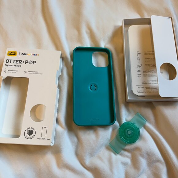 OtterBox + PopSockets iPhone 12 Pro Max Case – Teal with Iridescent PopGrip - Picture 1 of 3